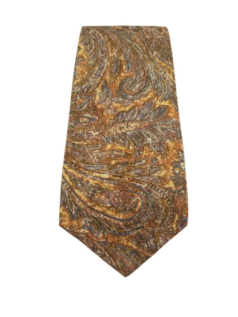 Countess Mara Imported Silk Paisley Tie In Brown & Gold With Embroidered Logo